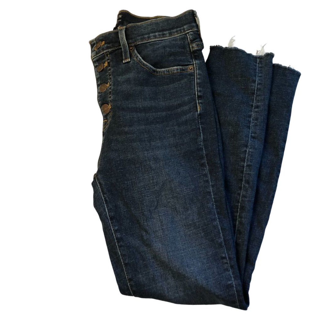 J. Crew Factory 10" High Rise Skinny Jean in Stretch with Raw Hem